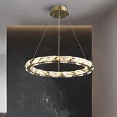 economico Luci a sospensione-lampadario a sospensione a led lampadario a 1 anello regolabile finitura in acciaio inossidabile lussuoso stile moderno sala da pranzo lampade a sospensione camera da letto 110-240v