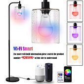 cheap Table&amp;Floor Lamp-LED Floor Lamp with Suspended Bubble Glass Shade and Unique LED Bulbs Suitable for Bedroom and Living Room Modern Vertical Industrial Lamp High Pole Lamp Suitable for Office