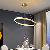 economico Luci a sospensione-lampada a sospensione a led cerchio design rotondo, lampadario a led moderno in cristallo da 60 cm per soggiorno design creativo di lusso lampada in oro lampada a sospensione rotonda con isola da