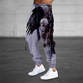お買い得  スウェットパンツ-男性用 スウェットパンツ ジョガー ズボン ドローストリング サイドポケット 弾性ウエスト グラフィック イーグル 履き心地よい 高通気性 スポーツ・アウトドア カジュアル 日常 テリー ストリートファッション デザイナー ブラック パープル マイクロエラスティック