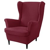 cheap Armchair Cover &amp; Armless Chair Cover-Stretch Wingback Chair Cover Burgundy Wing Chair Slipcovers With Seat Cushion Cover Spandex Jacquard Wingback Armchair Covers
