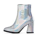 baratos Botas de tornozelo-Mulheres Botas Botas Metálicas Botas de salto Ao ar livre Escritório Diário Cor Sólida Forrada com Fleece Botas Botas Tornozelo Inverno Salto de bloco Salto Robusto Dedo Apontado Casual Minimalismo