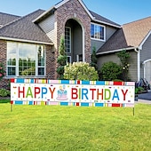 cheap Outdoor Flags &amp; Banners-Happy Birthday Banner, Birthday Banner Decorations, Birthday Outdoor &amp; Indoor Hanging Decor, Holidays Party Decor Supplies 300*50cm (10ft*18.9 Inch)