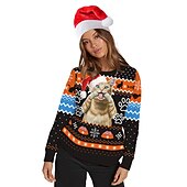 abordables Sudaderas y sudaderas con capucha divertidas-Papá Noel Gato Hombre de pan de jengibre Suéter de navidad Sudadera Hombre Mujer Navidad Navidad Carnaval Mascarada Nochebuena Adultos Fiesta Navidad Poliéster Cima