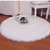abordables tapis salon et chambre-Tapis en peluche doux coussin de chaise de couleur unie coussin de couverture de chevet de chambre à coucher tapis rond