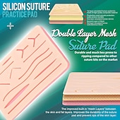 economico Forniture per ufficio-kit completo per la pratica della sutura per l&#039;addestramento alla sutura, incluso un grande tampone di sutura in silicone con ferite pretagliate e kit di strumenti di sutura