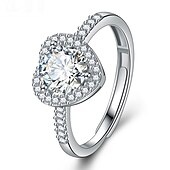 economico Anello di Nozze-Anello Matrimonio geometrico Argento Strass Argento sterling S925 Cuori Moda Semplice Lusso 1 pc / Per donna / Anello aperto / Orecchino singolo / Anello regolabile