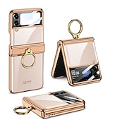 billiga Skal och fodral till Samsung-Mobilskal för Samsung Galaxy Z Flip 5 Z Flip 4 Flip ringhållare dammskydd kameraobjektivskydd enhetlig färg TPU