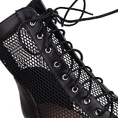 abordables Botas de baile-Botas de baile de malla con cordones negros sexys para mujer con diseño de punta abierta: ideales para fiestas de baile y presentaciones