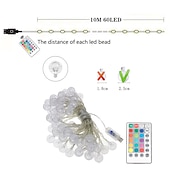 billige USB-drevet-10m rgb globelys, usb-drevet 16 fargeendring med 24-tasters fjernkontroll, akrylboblekuler for kreativ juleferie &amp;amp; festdekor