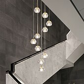 olcso Csillárok-csillár led kristály 10 fényű 35 cm-es süllyesztett lámpák csigalépcső hosszú csillár villa lépcső fény duplex csillár 10-120v / 220-240v /g9