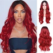 economico Parrucche trendy sintetiche-ombre bluastro parrucca verde ondulata lunga parte centrale parrucca teal blue wig resistente al calore capelli sintetici sirena parrucche per le donne festa di natale parrucche