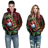 abordables Sudaderas y sudaderas con capucha divertidas-Dinosaurio Suéter de navidad Sudadera Pullover Sudadera con capucha navideña divertida Impresión 3D Hombre Mujer Navidad Carnaval Mascarada Nochebuena Navidad Adultos Fiesta Navidad Cima