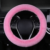 cheap Steering Wheel Covers-6 Pcs/Set Fluffy Faux Wool Car Steering Wheel Cover  Furry Seatbelt Shoulder Pads Auto Center Console Armrest Pads Gear Shift Knob Cover Handbrake Cover Universal Warm Winter