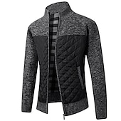 cheap Men&#039;s Cardigan Sweater-Men&#039;s Cardigan Sweater Zip Sweater Sweater Jacket Fleece Sweater Knit Zipper Color Block Stand Collar Stylish Modern Contemporary Casual Holiday Clothing Apparel Fall Winter Black Burgundy S M L