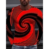 cheap 3D T shirts-Men&#039;s Graphic Prints Spiral Stripe T shirt Long Sleeve T shirt 3D Print Crew Neck Shirt Designer Casual Big and Tall Daily Holiday A B C Spring &amp;  Fall Clothing Apparel S M L XL XXL 3XL 4XL