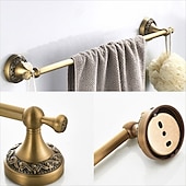 cheap Towel Bars-Golden Brushed Brass Towel Holder Bathroom Accessory Towel Ring/Toilet Paper Holder/Robe Hook Antique Brass Bathroom Single Rod Wall Mounted Carved Design