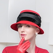 お買い得  パーティーハット-ビンテージ スタイルのエレガントな 100% ウール / フェザー付きフランネル帽子 / トリム 1pc 特別な行事 / 休日のかぶと