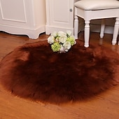 abordables tapis salon et chambre-Tapis en peluche doux coussin de chaise de couleur unie coussin de couverture de chevet de chambre à coucher tapis rond
