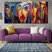 abordables Peintures portraits-Peinture à l&#039;huile Hang-peint Peint à la main Format Horizontal Personnage Pop Art Moderne Toile roulée (sans cadre)
