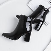 baratos Botas de tornozelo-Mulheres Botas Botas Metálicas Botas de salto Ao ar livre Escritório Diário Cor Sólida Forrada com Fleece Botas Botas Tornozelo Inverno Salto de bloco Salto Robusto Dedo Apontado Casual Minimalismo