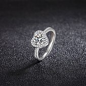 economico Anello di Nozze-Anello Matrimonio geometrico Argento Strass Argento sterling S925 Cuori Moda Semplice Lusso 1 pc / Per donna / Anello aperto / Orecchino singolo / Anello regolabile