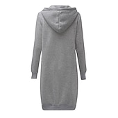 baratos Moletons e moletons-camisas de lã femininas com zíper moletom com capuz jaqueta de lã vintage streetwear confortável lã cor sólida moletom casual de rua com zíper bolso frontal com cordão manga comprida preto cinza claro