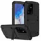 cheap Samsung Cases-Phone Case For Samsung Galaxy S23 S22 S21 S20 Plus Ultra Note 20 Ultra A32 Full Body Case with Stand Holder Dustproof Military Grade Protection Solid Colored Armor Tempered Glass Metal Aluminium