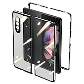 Χαμηλού Κόστους Samsung Θήκη-Θήκη τηλεφώνου για Samsung Galaxy Z Fold 5 Z Fold 4 Z Fold 3 Z Fold 2 με μαγνητική προσκόλληση αναστρέψιμη καθρέφτη διαφανής διαφανές γυαλί tempered μέταλλο