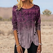 levne Boho tričko-Dámské Tunika Tričko Grafika Vinobraní Tuniky Geleneksel Dlouhý rukáv Kulatý Běžné topy Dovolená Víkend Tisk Kaštanově hnědá Rubínově červená Vodní modrá Fialová Trávová zelená Podzim zima