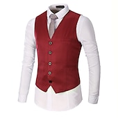 abordables Chalecos-Hombre Chaleco Boda Oficina y carrera Ropa Cotidiana Noche Negocios Tradicional / Clásico Primavera Otoño Botón Bolsillo Poliéster 95% algodón Al Aire Libre Cómodo Boda Color puro Botonadura Simple