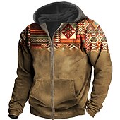 baratos moletons masculinos com zíper-Homens Bloco de cor Estampas Abstratas Moletom Moletons Full Zip Hoodie Manga Longa Moletom com capuz Com Capuz Roupa de rua Impressão 3D Desportos e Ar livre Diário Esportes Preto Vermelho Zíper