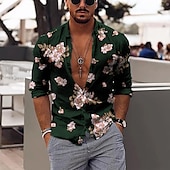 cheap Floral Print-Men&#039;s Floral Shirt Long Sleeve Fashion Designer Casual Outdoor Daily Fall Winter Collar Print Button-Down Black Red Purple Green