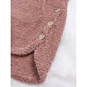 billige Onesies for damer-Dame Store størrelser Fleeceskjorter Helfarge Sport Teddy Genser Langermet Hettegenser Vanlige topper Gate Avslappet Knapper Lomme foran Vinrød gurkemeie Svart Rosa Navyblå Høst vinter