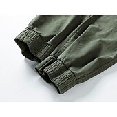 billiga Cargobyxor-Herr Militärbyxor Cargo byxor Långbyxor Arbetsbyxor Snörning Elastisk midja Flera fickor Slät Komfort Andningsfunktion Ledigt Dagligen Streetwear 100 % bomull Sport Mode Svart Grön Microelastisk