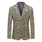 halpa Blazer &amp; Takki-miesten bleiseri takki bleiseri muotijuhla retro yksivärinen hopea kulta standardi istuu yksirintainen yksi nappi