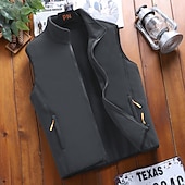 Недорогие Жилетки-Муж. Флисовый жилет Флис Жилет На каждый день На выход фестиваль Спорт Классический Наступила зима Молния Карман Полиэстер Сохраняет тепло Однотонный Молния Воротник-стойка Стандартный