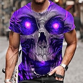preiswerte Schädel &amp; Knochen-Herren Unisex Totenkopf Motiv Grafik-Drucke T Shirt Halloween-Shirt Kurzarm T-Shirt 3D-Druck Rundhalsausschnitt Hemd Sport Designer Brautkleider schlicht Outdoor Strasse Täglich Gelb Rosa Blau Sommer