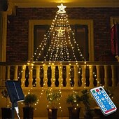 baratos Luzes de cordas de férias-Luzes de Corda de Árvore de Natal Solar 350 LED com 8 Modos e Temporizador Luzes Estrelas Exteriores à Prova d&#039;Água para Decoração de Janela de Natal Jardim Casamento Decoração de Férias