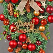 abordables Couronnes, Guirlandes &amp; Décorations-couronne de Noël en rotin pour porte d&#039;entrée, décoration murale, boule, pendentif d&#039;arbre à l&#039;envers, décoration créative, mise en page de scène de fenêtre, arc, porte suspendue