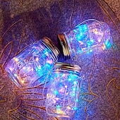 tanie Światła wakacyjne-2 sztuki Solarne Lampy w Słoiku 30 LED Światełka Oświetlenia Ogrodowego Odporny na Deszcz Lampion Ogrodowy na Przyjęcia i Ozdoby