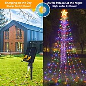 baratos Luzes de cordas de férias-Luzes de Corda de Árvore de Natal Solar 350 LED com 8 Modos e Temporizador Luzes Estrelas Exteriores à Prova d&#039;Água para Decoração de Janela de Natal Jardim Casamento Decoração de Férias