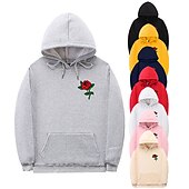 abordables Sweats à capuche graphiques pour hommes-Homme Floral Imprime manche longue Pulls molletonnés Capuche Rétro Vintage Frais Casual Hiver Noir Blanche Jaune Vêtement Tenue Designer Grande Taille S M L XL 2XL 3XL