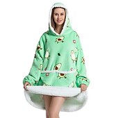 cheap Wearable Blanket-Womened Blanket Wearable Blanket, Sleepwear Fleece Sherpa Blanket Sweatshirt with Pocket and Sleeves