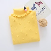 cheap Sweaters &amp; Cardigans-Toddler Girls&#039; Sweater Solid Color School Long Sleeve Active 7-13 Years Fall Black White Yellow