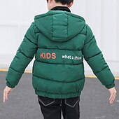 billiga Jackor och rockar för pojkar-Pojkar 3D Slät Kappa Långärmad Höst Vinter Aktiv Häftig Polyester Barn 4-13 år Dagligen Semester Normal