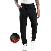 お買い得  スウェットパンツ-男性用 フリースパンツ スウェットパンツ ジョガー 冬のズボン ズボン サイドポケット 弾性ウエスト フリース 純色 履き心地よい ウォーム 日常 カジュアル 海軍 アプリコット