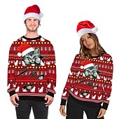 abordables Sudaderas y sudaderas con capucha divertidas-Papá Noel Gato Hombre de pan de jengibre Suéter de navidad Sudadera Hombre Mujer Navidad Navidad Carnaval Mascarada Nochebuena Adultos Fiesta Navidad Poliéster Cima