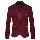 billige Herre Klassiske Blazere-Herre Kordfløyel jakke Blazer Virksomhet Feriereise Holdbar Fritid / hverdag Lomme Vinter Vår &amp; Vinter Ensfarget / vanlig farge Oppvarminger Komfort Rett Krage Normal Burgunder Mørk Marinebl