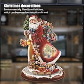 billiga Klistermärke-jul fönster klistermärken träd vinter girlander fönster klistermärken heminredning kristall träd jultomten snögubbe roterande skulptur dekorationer avtagbar pasta